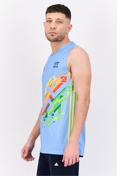 adidas Men Sportswear Fit Sleeveless Basketball Jersey, Blue
