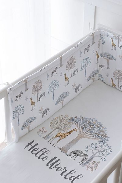 Tuğba Kuğu Baby Bedside Protector and Printed Sheet Sleeping Set - Iconic Series - Safari
