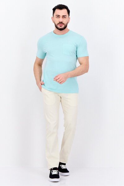 GAP Men Crew Neck Short Sleeves Solid Print T-Shirt, Mint Green