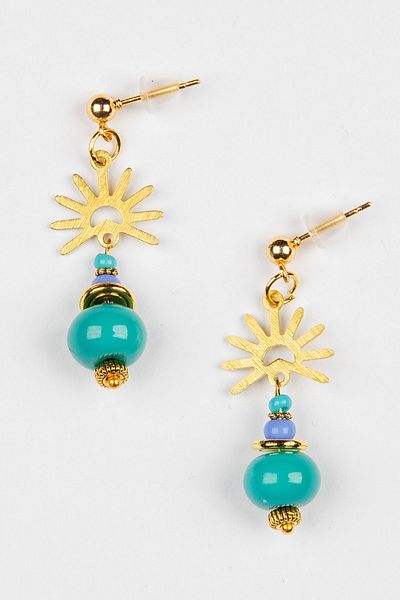 Lila Rosa Brass Earrings with Authentic Natural Stones