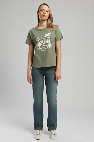 Lee Cooper Grow Women's 100% Cotton O-Neck T-Shirt Khaki