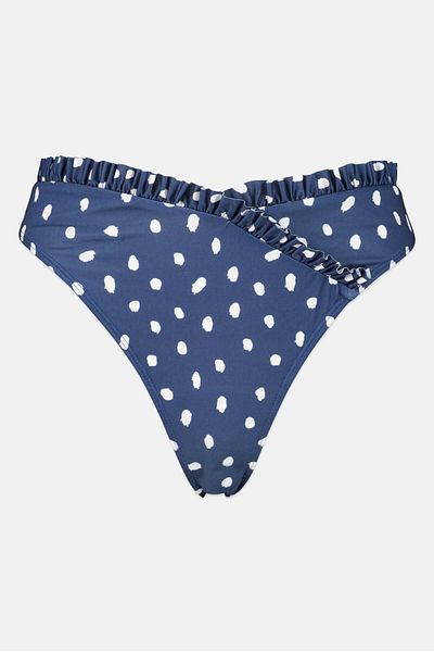 Asos Design Women Polka Dot Print Bikini Bottom, Navy