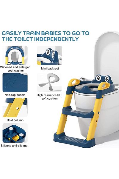 fulina Potty Training Seat for Toddlers,with Handles Wide Steps & Removable Soft Cushion,with Ladder