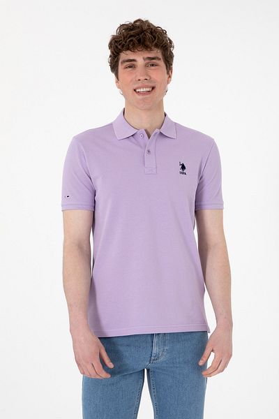 U.S. Polo Assn. Men's Slim Fit Polo Neck Lilac Basic T-Shirt 50307699 -Vr034