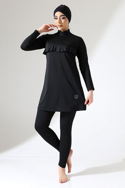 ZEYCEN Women's Hijab Lycra Water Push Feature Long Sleeve 4 Piece Turtleneck Swimsuit