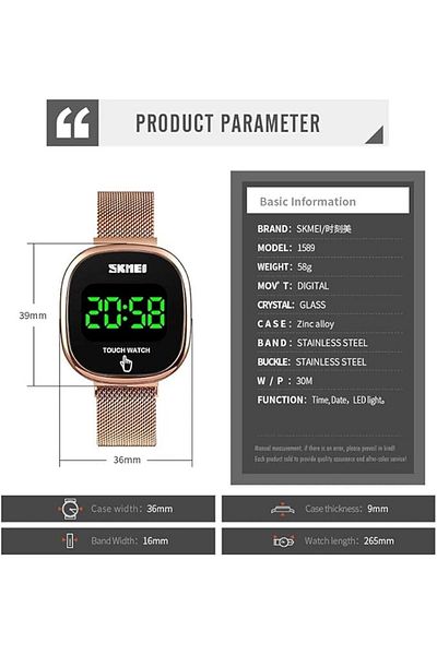 fulina Men's Digital Watches,Touch Screen LED Display,Waterproof Stainless Steel Wristwatch