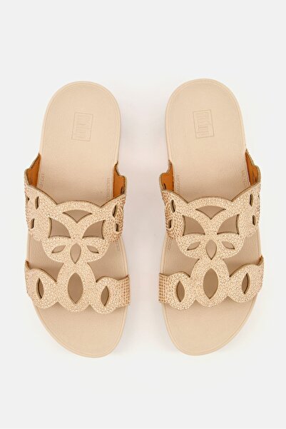 Fitflop Women Embellished Elora Crystal Slides, Beige/Rose Gold