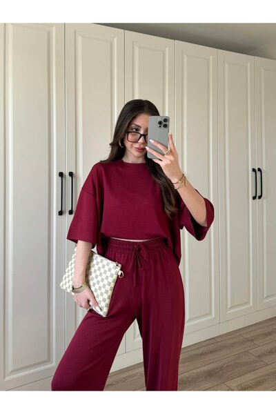solena sln Women's New Season Modal Fabric Basic Comfortable Short Sleeve Set