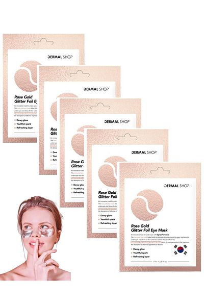 Dermal 3 Layer Rose Flash Foil Paper Eye Mask Against Under-Eye Bags 4 Gr 5 Pieces