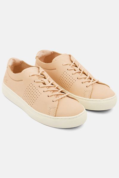 Lacoste Women Brand Logo Lace Up Sneaker Shoes, Off-white