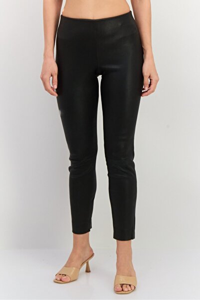 Vince Women Plain Leather Tights, Black
