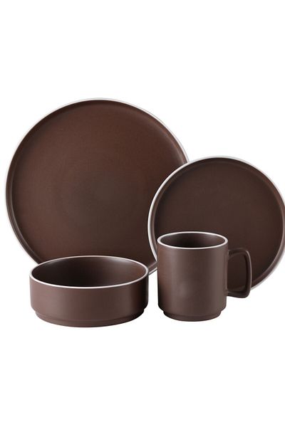 Bien Servi 16-Piece Contemporary Design Stoneware Dinner Set