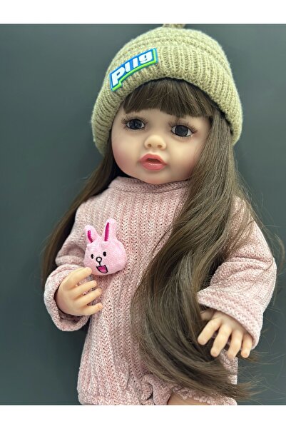 happystoretr Gerçekçi yeni doğmuş emaye bebek55cm simüle bebek kız bebek için elbiseli yumuşak silikon bebek