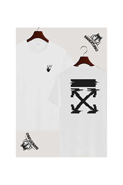 MarkaTurko تيشيرت أبيض بتصميم خاص ومطبوع على الوجهين من Street Style 2026-86355