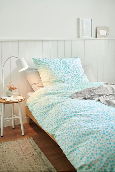 Tchibo Premium Cotton Allover Print Duvet Set 135 x 200 cm, White/Aqua