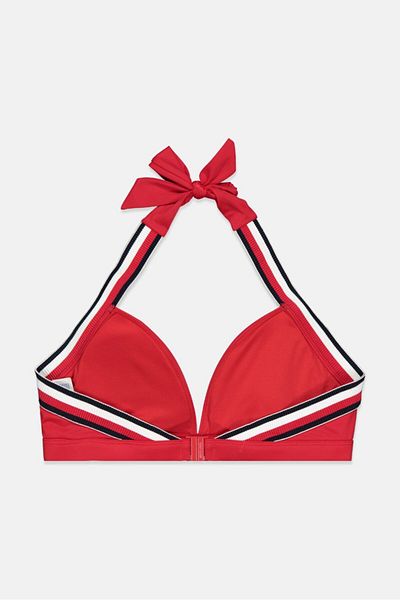 Tommy Hilfiger Women Padded Plain Bikini Top, Red