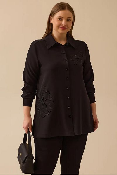 SEÇİL Women's Plus Size Beaded Detailed Tunic - Black