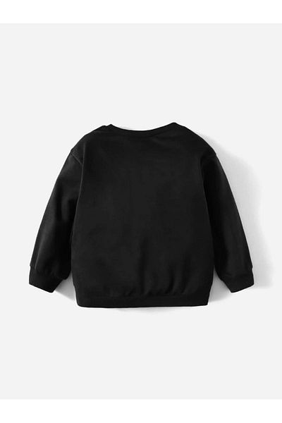 DUBU BUTİK Boston 1997 Cotton Kids Sweatshirt - Black Printed Girls Boys Winter Crew Neck