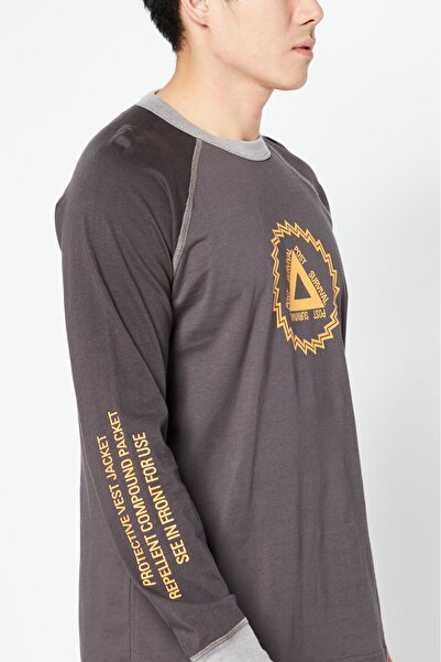 Diesel Men Crew Neck Long Sleeve Brand Logo T-Shirt, Grey