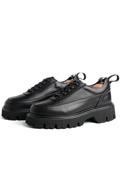 TETRİ Strong Model Genuine Leather Handmade Men's Black Casual Shoes