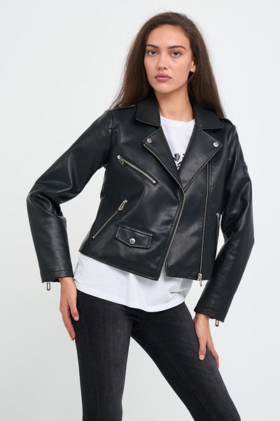 Lee Cooper Women's eco-leather jacket with pockets and logo