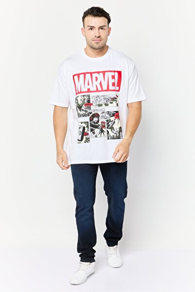 Marvel Men Crew Neck Short Sleeves Graphic Print T-Shirt, White