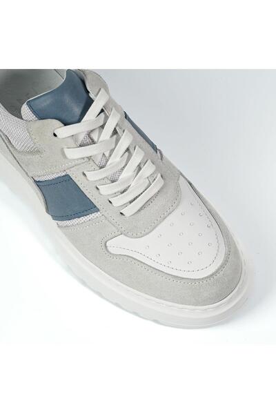 TETRİ Strauss Model Hakiki Deri El Yapımı Erkek Beyaz - Lacivert Sneaker