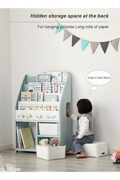 Yeya Cartoon Plastic Floor Bookshelf Bookshelf Books Toys Multi-layer Removable Shelves Storage Baskets
