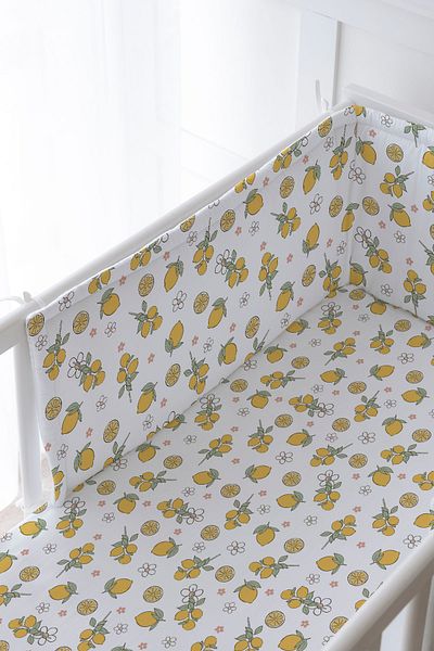 Tuğba Kuğu Baby Bedside Protector and Printed Sheet Sleeping Set - Iconic Series - Lemon