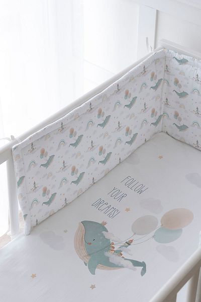 Tuğba Kuğu Baby Bedside Protector and Printed Sheet Sleeping Set - Iconic Series - Whale's Dreams