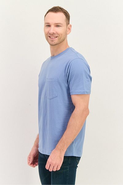 GAP Men Crew Neck Short Sleeve Solid T Shirt, Slate Blue