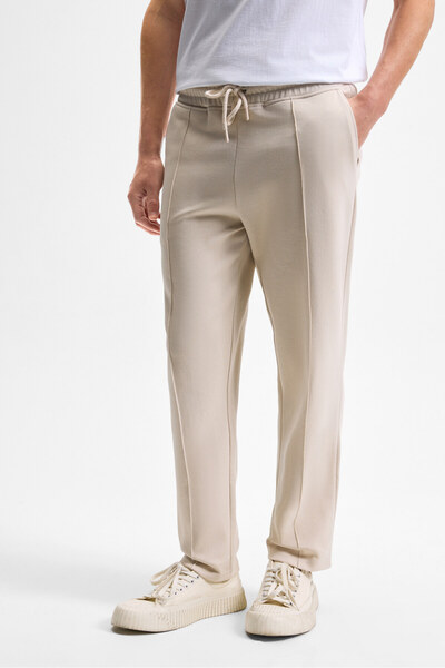 GRIMELANGE BOGARDE Erkek Beli Lastikli Kordonlu Yanları Cepli Önü Nervürlü Relaxed Fit Taş Rengi Eşofman Altı