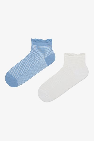 Penti 2-teilige weiße Booties-Socken mit Netzrüschen
