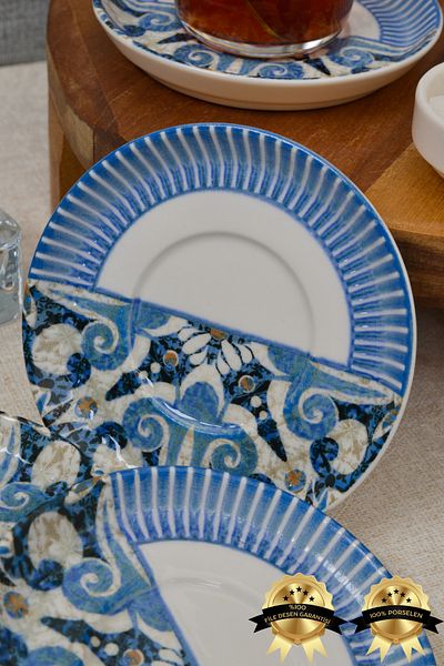 Heda Porselen Azur 6 Piece Porcelain Tea Plate Set