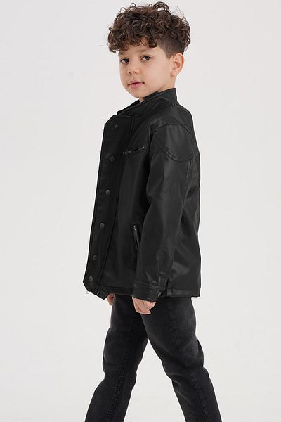 Gold Class Snap Decorated Zippered Lined Boy's Leather Jacket 23081