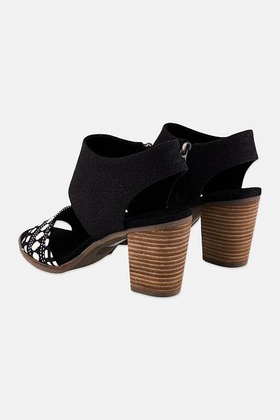 Toms Women Zip Up Cut Out Sandals, Black