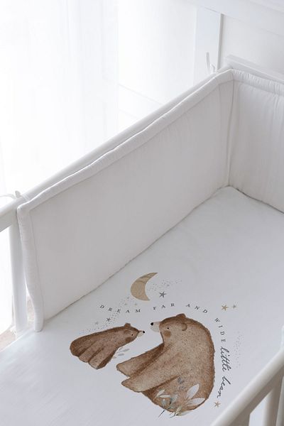 Tuğba Kuğu Baby Bedside Protector and Printed Sheet Sleeping Set - Royal Series - Baby Bear