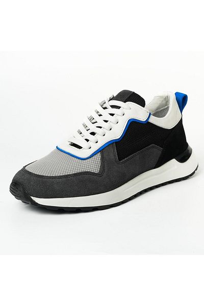 TETRİ Epirus Model Men's Genuine Leather Gray Sneakers