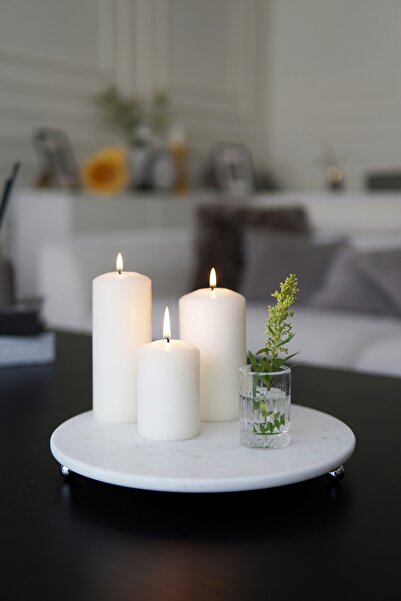 EVLE Sunumluk - Beyaz Mermer, Sunum Tabağı - 28 cm