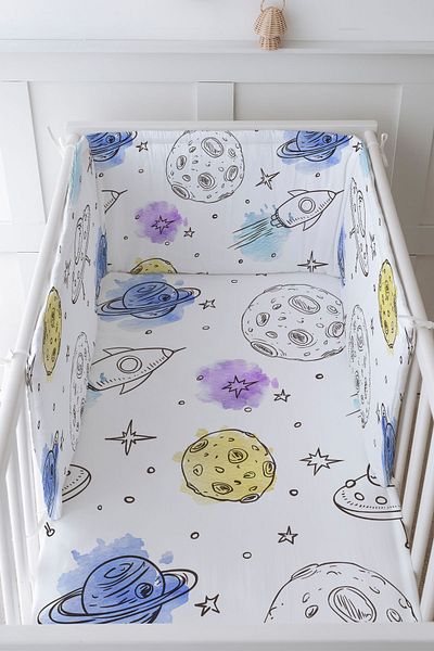 Tuğba Kuğu Baby Bedside Protector and Printed Sheet Sleeping Set - İconic Series - Linear Space