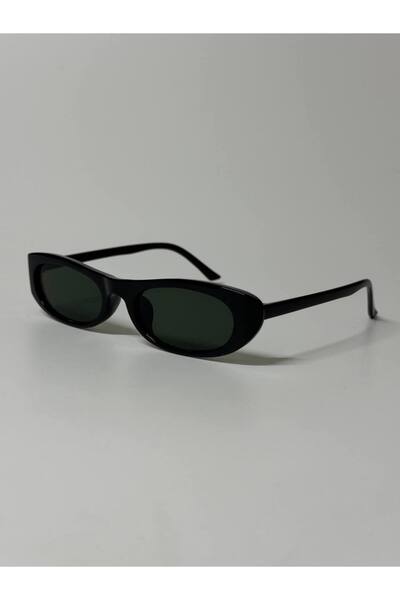Eyesofia Laurent Slim Design Thin Uv400 Unisex Black Green Sunglasses