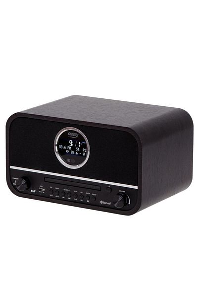 CAMRY Camry CR 1182 retro radio, wooden case, clock, Bluetooth, CD (Black)