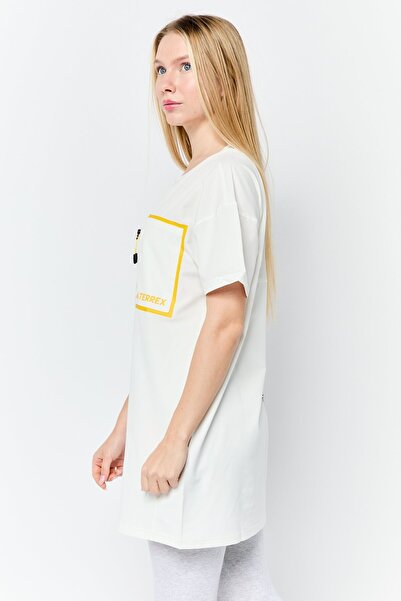 adidas Women Sportswear Fit Short Sleeve Outdoor Top, Off White