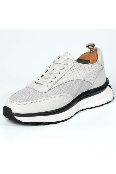TETRİ Men's White Sneakers - George Model, Genuine Leather, Handmade