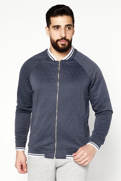 Sovereign Code Men Long Sleeve Quilted Jacket Shirt, Grey/white