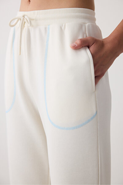 Penti Beyaz Yüksek Bel Dkiş Detaylı Patrizia Eşofman Altı - Saude Koleksiyonu