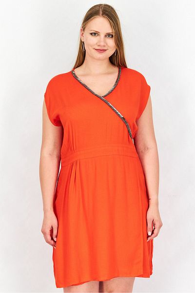 ONE STEP Women Textured Beads Detailed Mini Dress, Sanguine