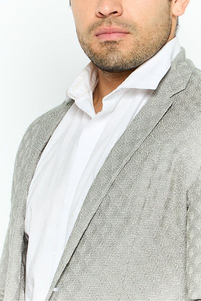 Emporio Armani Men Regular Fit Textured Formal Blazer, Grey