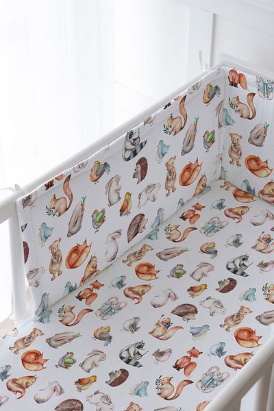 Tuğba Kuğu Baby Bedside Protector and Printed Sheet Sleeping Set - İconic Series - Forest Animals