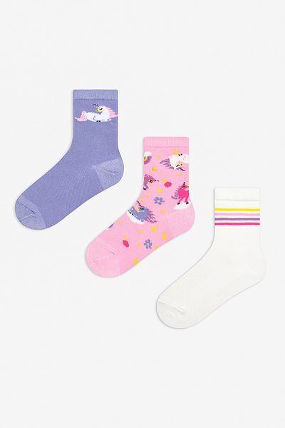 Penti Blue Unicorn Patterned Girl's 3-Piece Socks Set - Multicolored